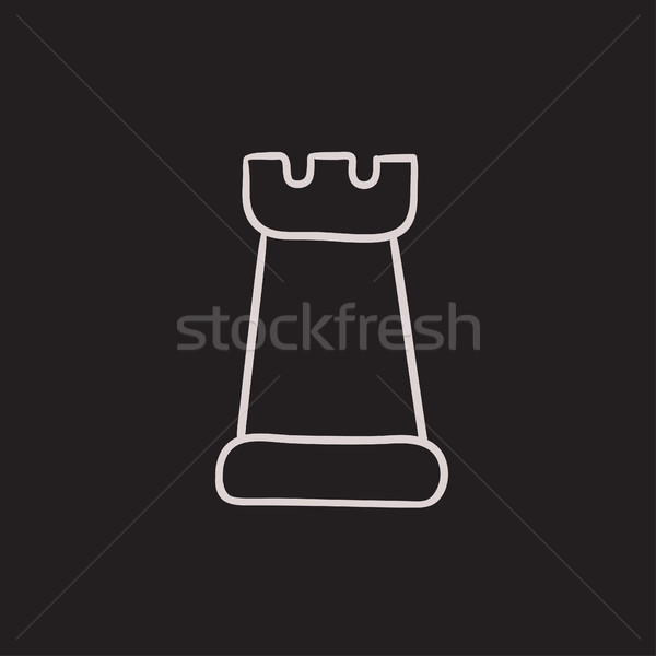 Foto stock: Ajedrez · boceto · icono · vector · aislado · dibujado · a · mano