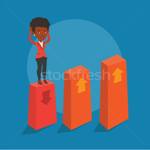 Bankrupt on chart going down vector illustration. Stock photo © RAStudio