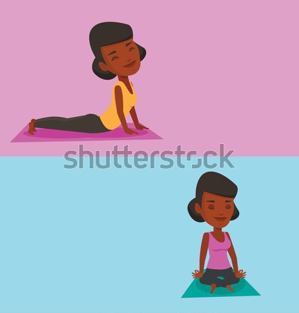 Stock photo: Woman meditating in yoga lotus pose.