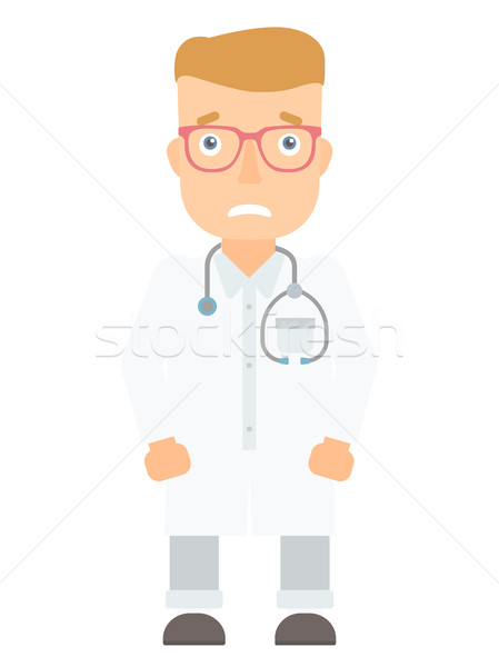 Embarrassed doctor in white coat. Stock photo © RAStudio