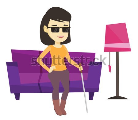 Blind woman with stick vector illustration. Stock photo © RAStudio