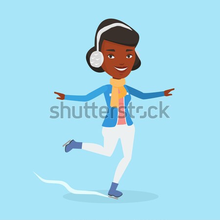 Nő korcsolyázás sportoló fiatal mosolygó nő korcsolyázás Stock fotó © RAStudio