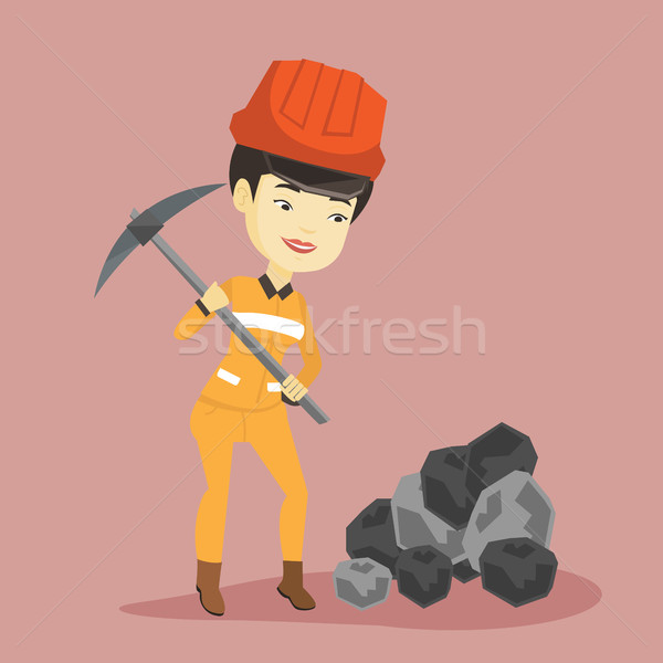Miner working with pickaxe vector illustration. Stock photo © RAStudio