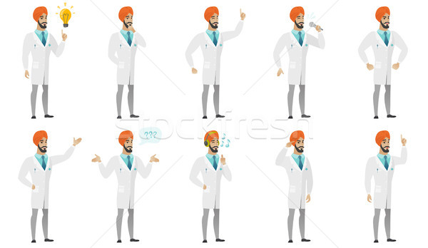 Muslim doctor vector illustrations set. Stock photo © RAStudio