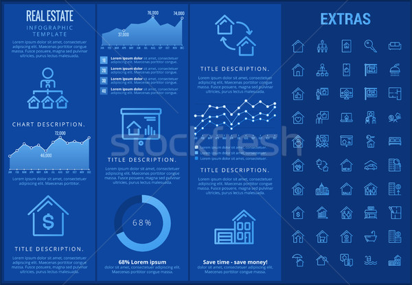 Stock photo: Real estate infographic template, elements, icons.