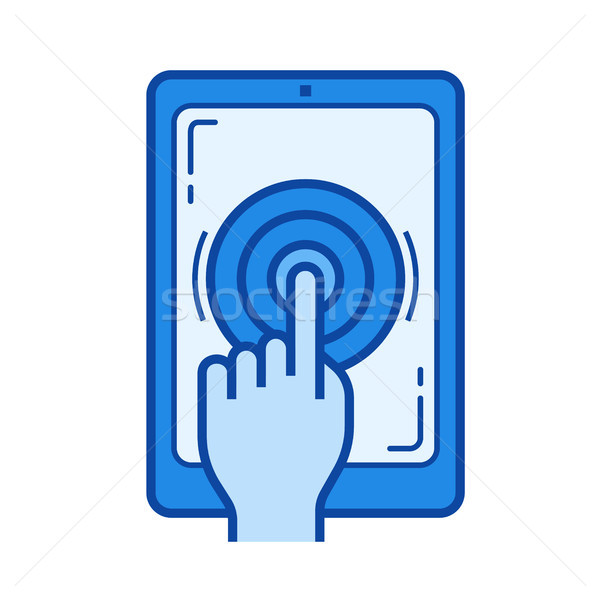 Finger touching tablet computer line icon. Stock photo © RAStudio