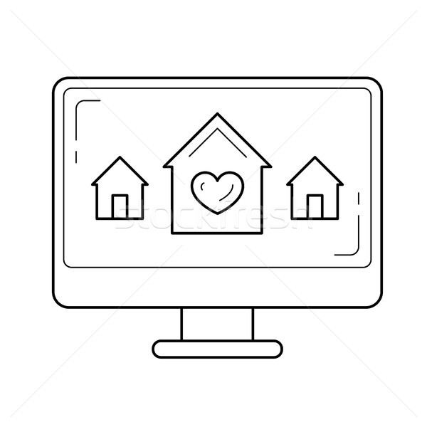 Technologie immobilier marché ligne icône vecteur [[stock_photo]] © RAStudio