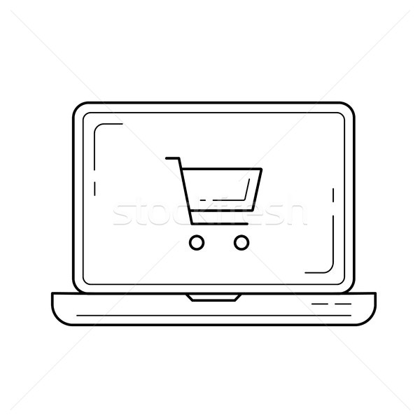 Zakupy online line ikona wektora odizolowany biały Zdjęcia stock © RAStudio