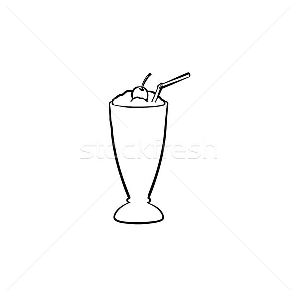 Milk cocktail in tall glass hand drawn sketch icon Stock photo © RAStudio