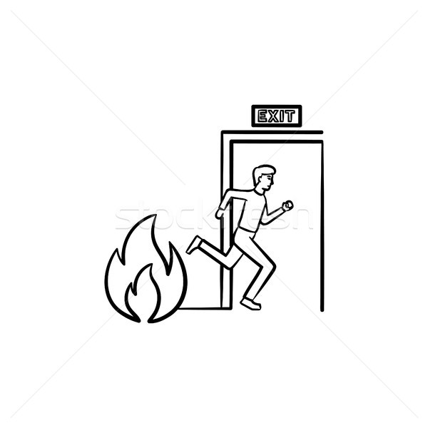 Evacuation exit hand drawn sketch icon. Stock photo © RAStudio