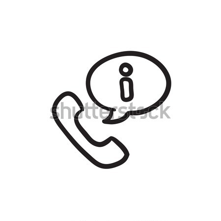 Phone receiver with information sign hand drawn outline doodle icon. Stock photo © RAStudio