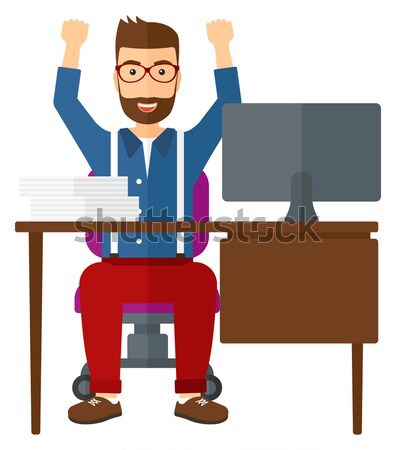 Tired employee sitting in office. Stock photo © RAStudio