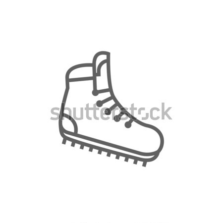 Hiking boot with crampons line icon. Stock photo © RAStudio