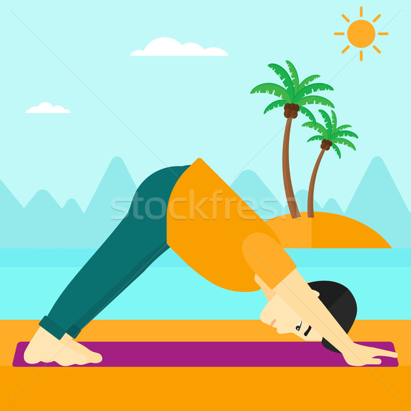 Man oefenen yoga asian permanente Stockfoto © RAStudio