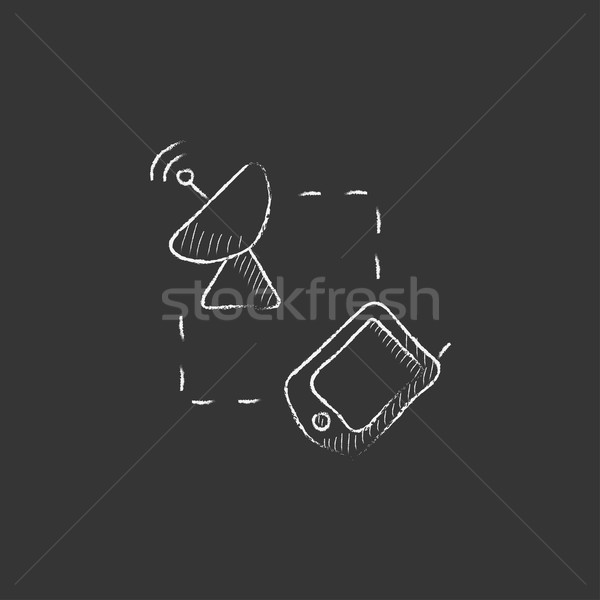 Parabolaantenna rajzolt kréta ikon kézzel rajzolt vektor Stock fotó © RAStudio
