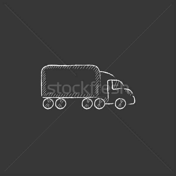 送貨卡車 粉筆 圖標 手工繪製 向量 商業照片 © RAStudio