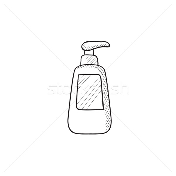 Bottle with dispenser pump sketch icon. Stock photo © RAStudio