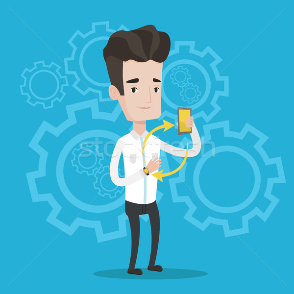 Synchronization between smartwatch and smartphone. Stock photo © RAStudio