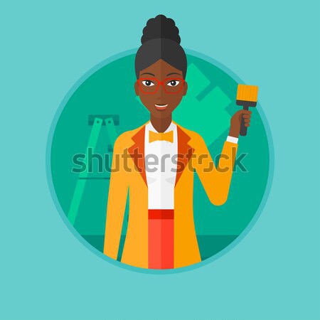 Stock photo: Painter with paint brush vector illustration.