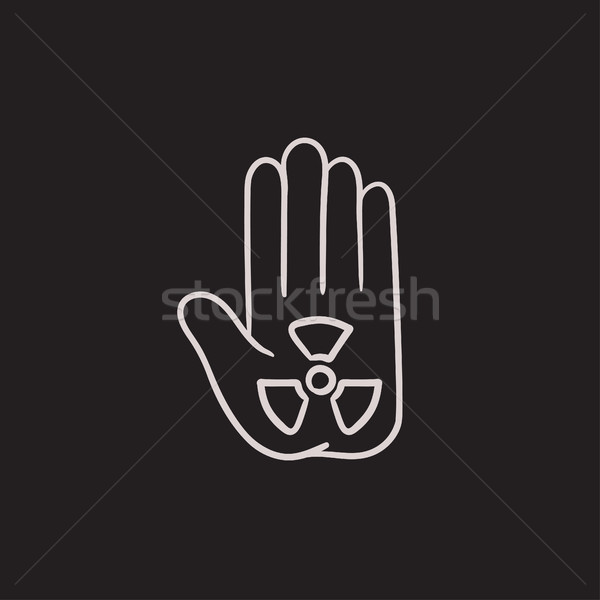 Promieniowanie podpisania dłoni szkic ikona wektora Zdjęcia stock © RAStudio