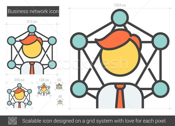 Сток-фото: Бизнес-сеть · линия · икона · вектора · изолированный · белый