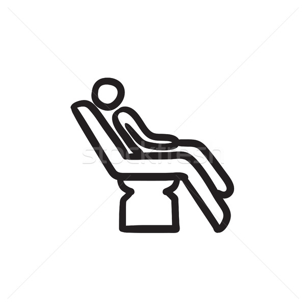 Man sitting on dental chair sketch icon. Stock photo © RAStudio