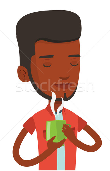 Man enjoying cup of hot coffee vector illustration Stock photo © RAStudio