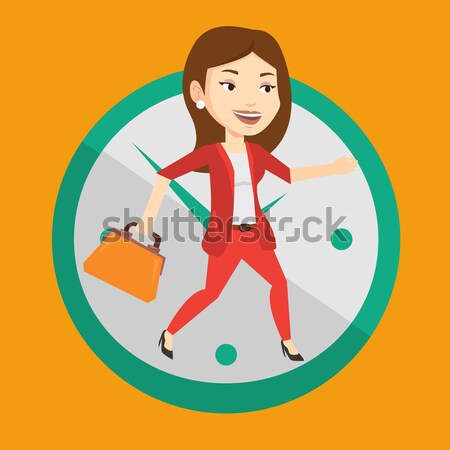 Business woman running on clock background. Stock photo © RAStudio