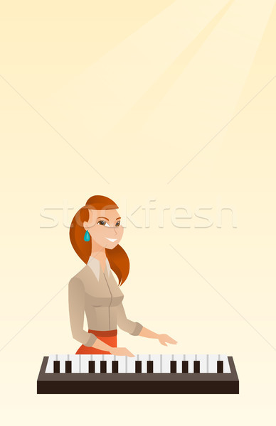 Woman playing the piano vector illustration. Stock photo © RAStudio