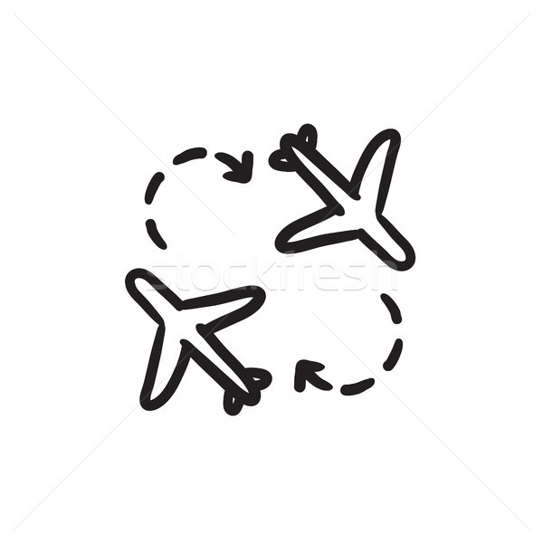 Flugzeuge Skizze Symbol Vektor isoliert Hand gezeichnet Stock foto © RAStudio