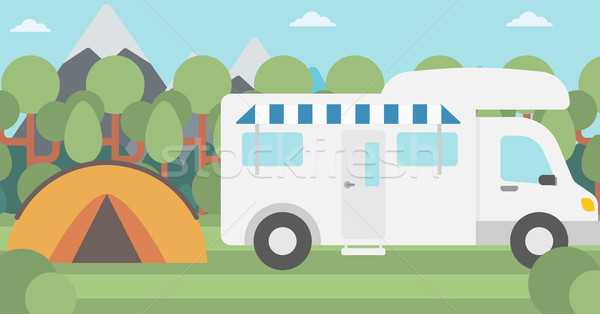 Background of motorhome and tent in the forest. Stock photo © RAStudio