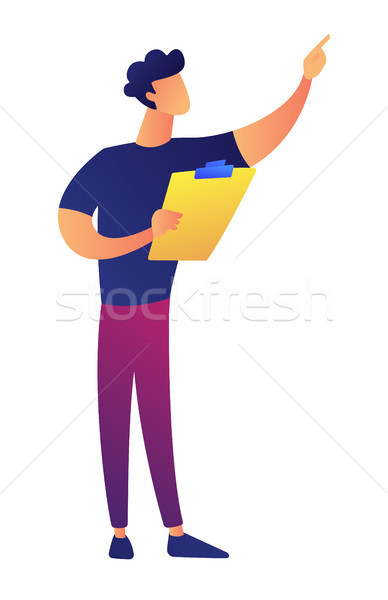 User at presentation holding clipboard vector illustration. Stock photo © RAStudio