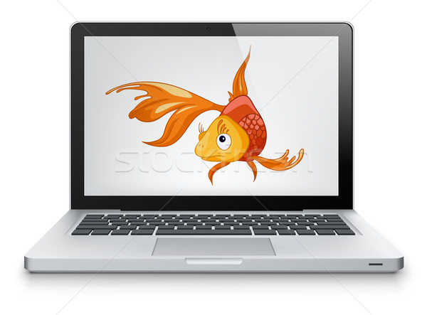 вектора ноутбука прибыль на акцию 10 Goldfish изолированный Сток-фото © RAStudio