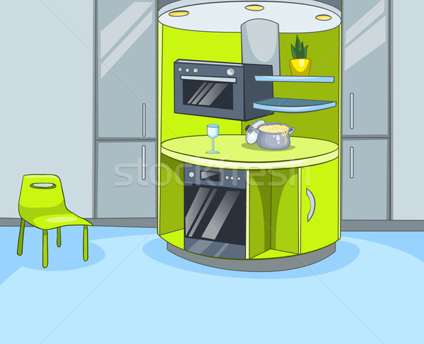 Stockfoto: Keuken · huis · vector · cartoon · leven · vloer