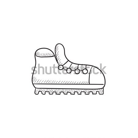 Hiking boot with crampons line icon. Stock photo © RAStudio