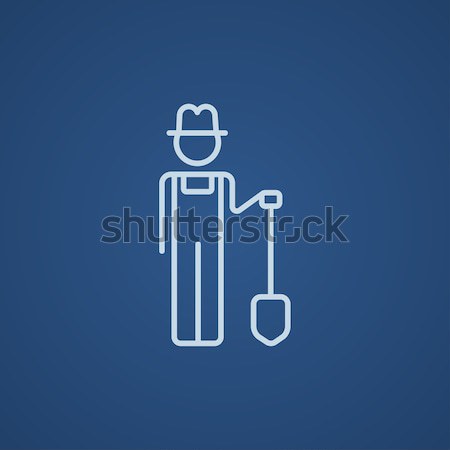 Farmer with shovel line icon. Stock photo © RAStudio