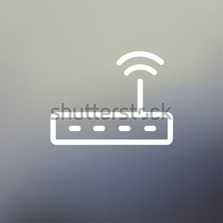Foto stock: Sem · fio · router · linha · ícone · teia · móvel