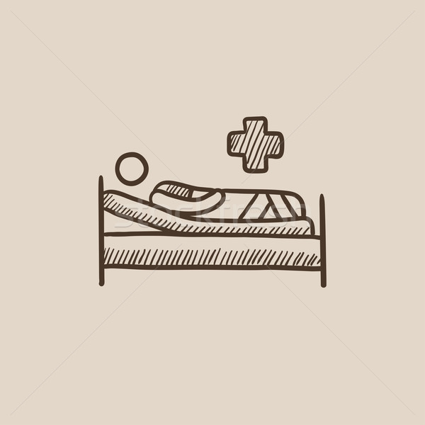 Patient lying on bed sketch icon. Stock photo © RAStudio