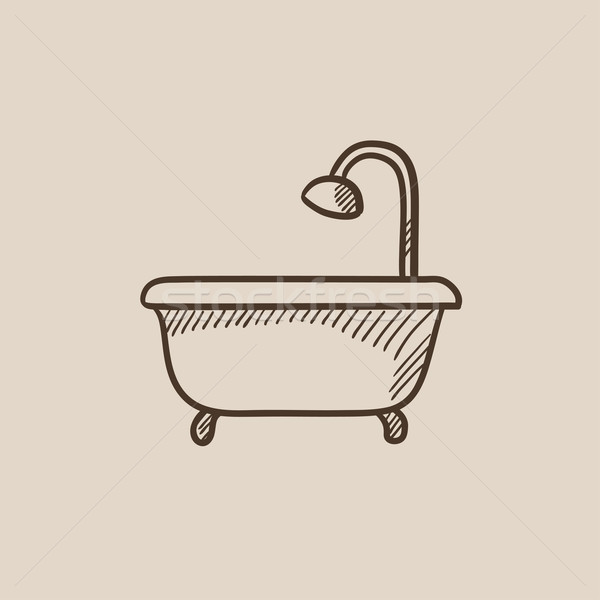 Fürdőkád zuhany rajz ikon háló mobil Stock fotó © RAStudio