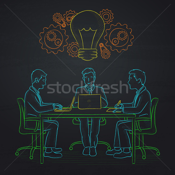 üzleti csapat ötletelés üzletemberek ül asztal ötlet Stock fotó © RAStudio