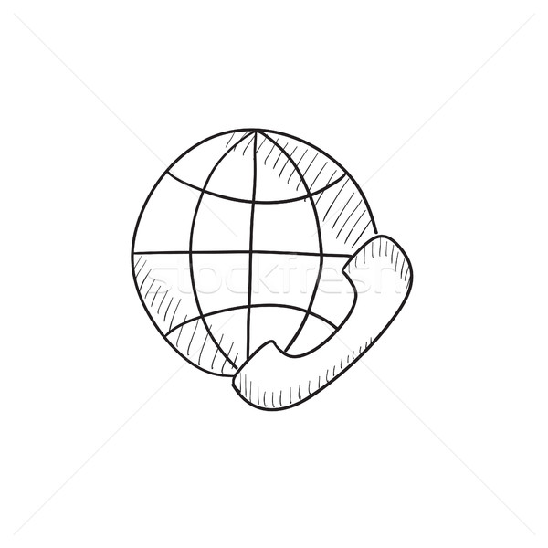 Globális kommunikáció rajz ikon vektor izolált kézzel rajzolt Stock fotó © RAStudio