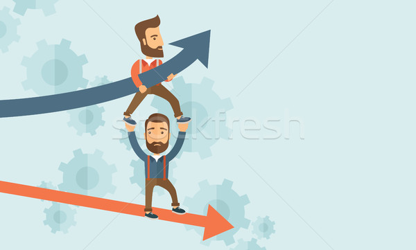 Blue growing successful business graph and businessmen Stock photo © RAStudio