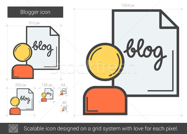 ストックフォト: ブロガー · 行 · アイコン · ベクトル · 孤立した · 白