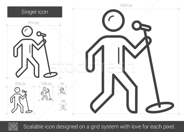 Сток-фото: певицы · линия · икона · вектора · изолированный · белый