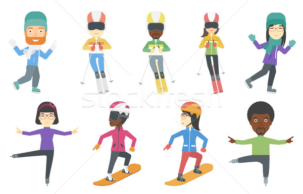 Vector set of winter sport characters. Stock photo © RAStudio