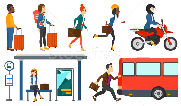 Transportation vector set with people traveling. Stock photo © RAStudio