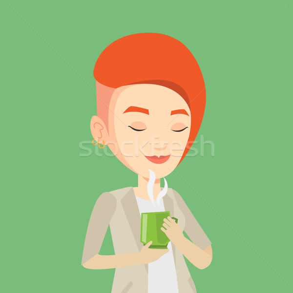 Woman enjoying cup of coffee vector illustration Stock photo © RAStudio