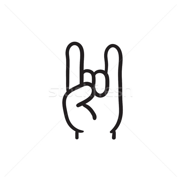 рок катиться рукой знак эскиз икона вектора Сток-фото © RAStudio