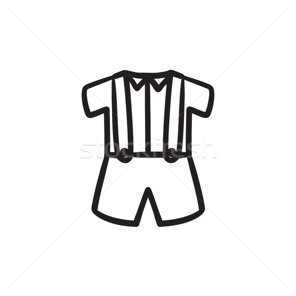 Copil cămaşă pantaloni scurti bretele schiţă icoană Imagine de stoc © RAStudio