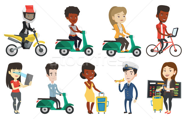 Transportation vector set with people traveling. Stock photo © RAStudio